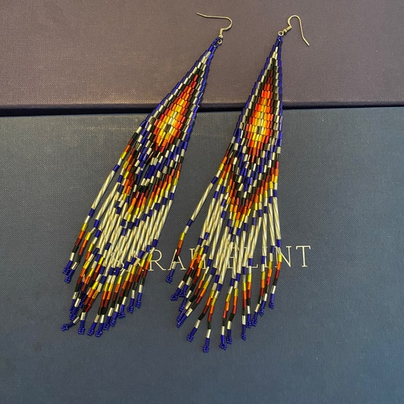 Jessie Western Stunning Beaded Statement Shoulder Duster Earrings - Picture 1 of 4